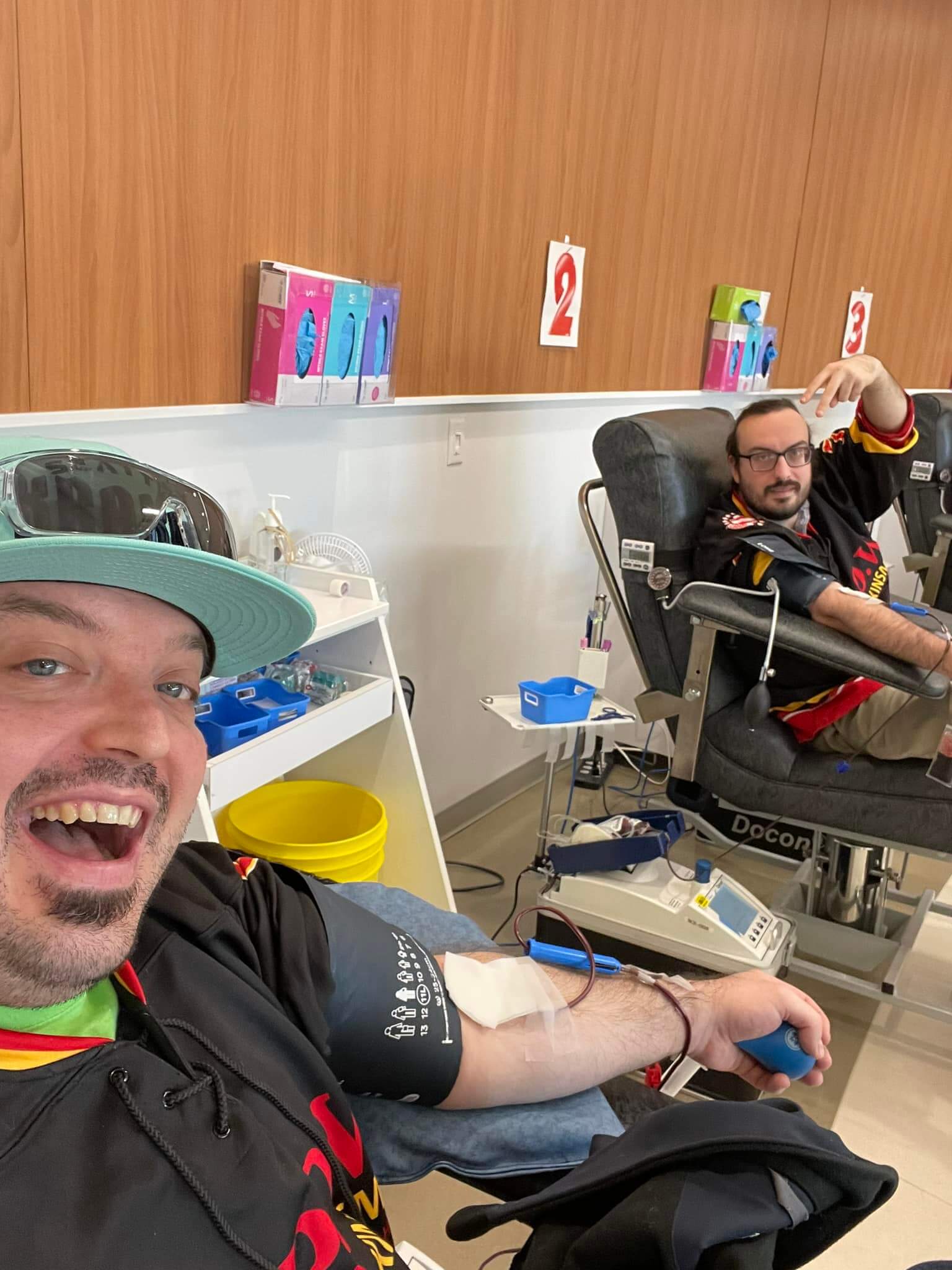 Men donating blood